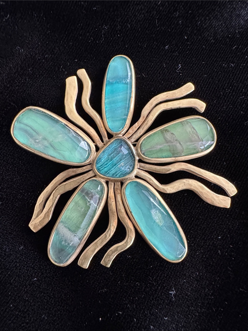 Vintage Turquoise Floral Statement Brooch